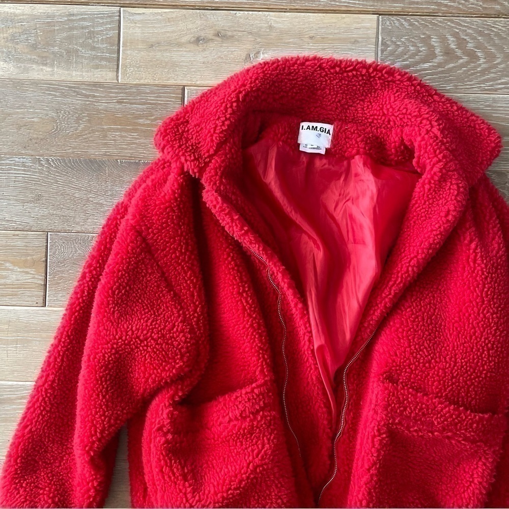 I.AM.GIA. Teddy Red Oversized Jacket - Picture 5 of 9
